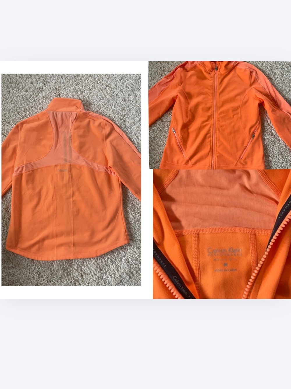 Calvin Klein Performance Quick Dry activewear zip-up jacket.